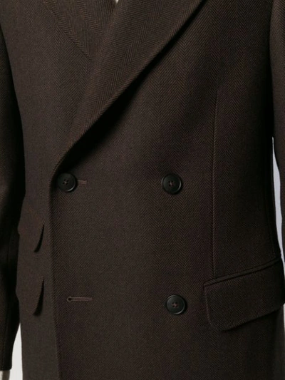 Shop Z Zegna Double-breasted Tailored Coat In Brown