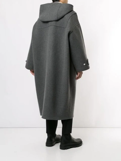 Shop Fumito Ganryu Hooded Duffle Coat In Grey