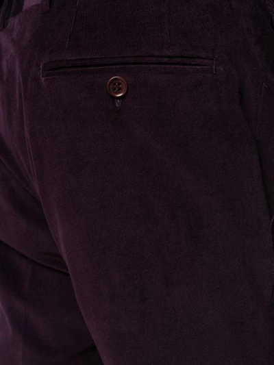 Shop Canali Velvet Trousers In Purple