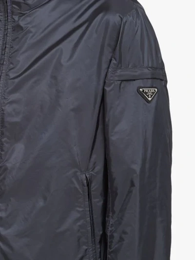 Shop Prada High Collar Zip-up Jacket In F0112 Lead Gray