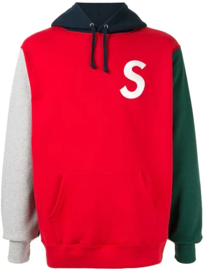 Supreme S Logo Colorblocked Hoodie In Red ,green | ModeSens