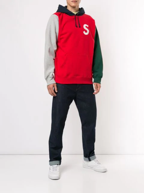 s logo colorblocked hooded sweatshirt supreme