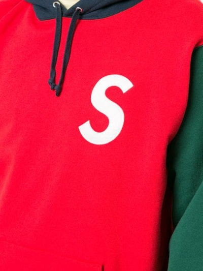 Supreme S Logo Colorblocked Hoodie In Red ,green | ModeSens