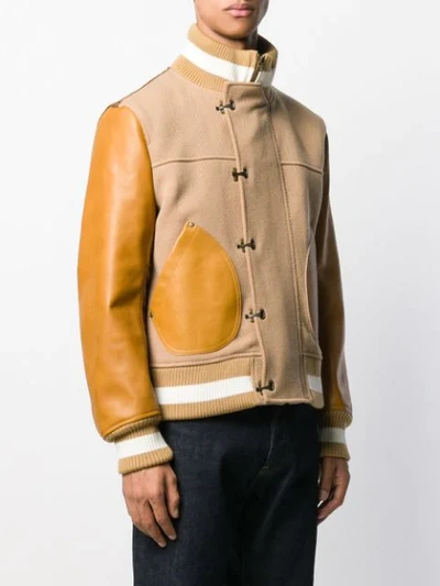 Shop Junya Watanabe Patchwork Leather Jacket In 051 Beige