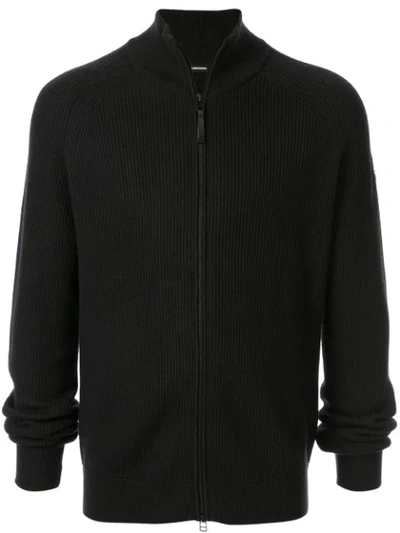 Shop J. Lindeberg Ribbed Zip-up Cardigan In Black