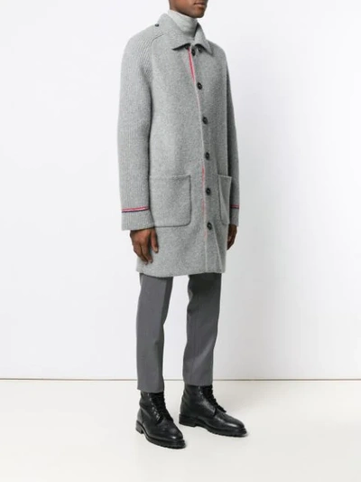 Shop Thom Browne Overwashed Wool Blend Duffle Coat In Grey