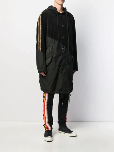 Shop Greg Lauren Striped Slim-fit Trackpants In Black