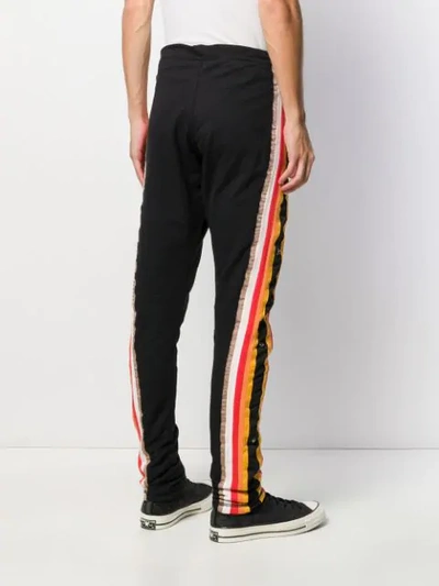 Shop Greg Lauren Striped Slim-fit Trackpants In Black