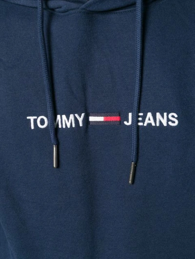 Shop Tommy Jeans Embroidered Logo Hoodie In Blue