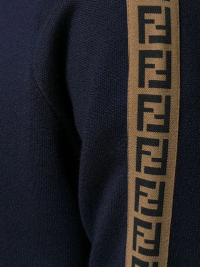 Shop Fendi Knitted Logo Tape Jumper In Blue