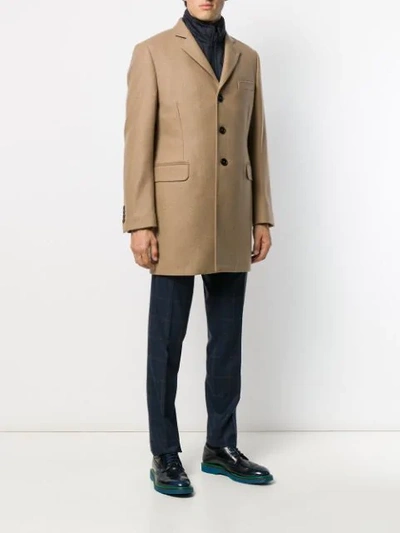 Fay Fitted Single-breasted Coat In Neutrals