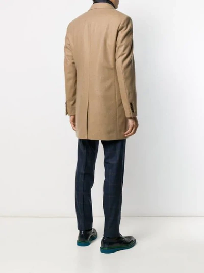 Fay Fitted Single-breasted Coat In Neutrals