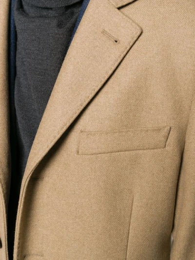 Fay Fitted Single-breasted Coat In Neutrals