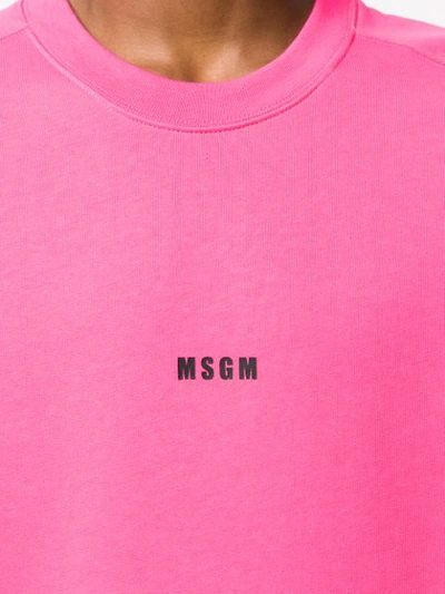 Shop Msgm Small Logo Crew Neck Sweater In Pink