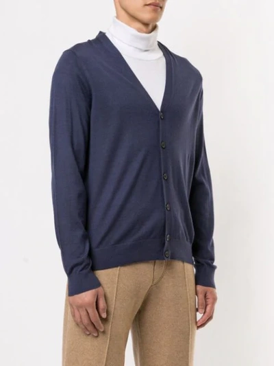 Shop Gieves & Hawkes Loose Fit Cardigan In Blue