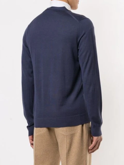 Shop Gieves & Hawkes Loose Fit Cardigan In Blue