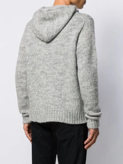 Shop Helmut Lang Slim-fit Knit Hoodie - Grey