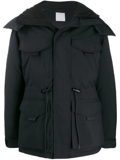 Shop Sandro Hooded Down Parka Coat In Black