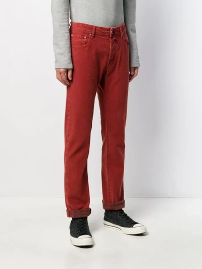 Shop Jacob Cohen Straight Leg Jeans In Red