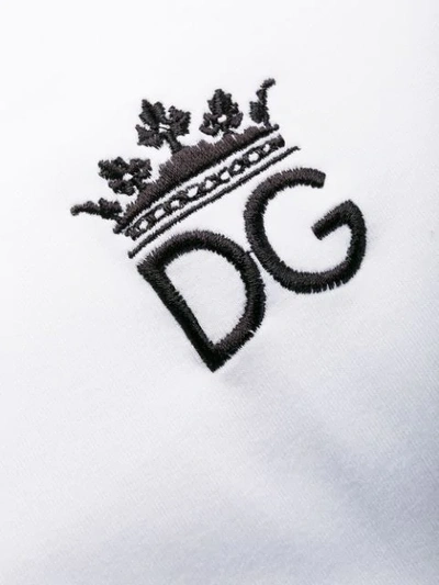 Shop Dolce & Gabbana Embroidered Logo T-shirt In W0800 Bianco Ottico