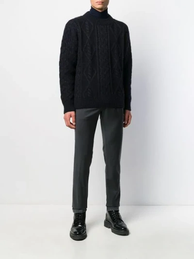 Shop Berwich Cable-knit Roll Neck Jumper In Grey