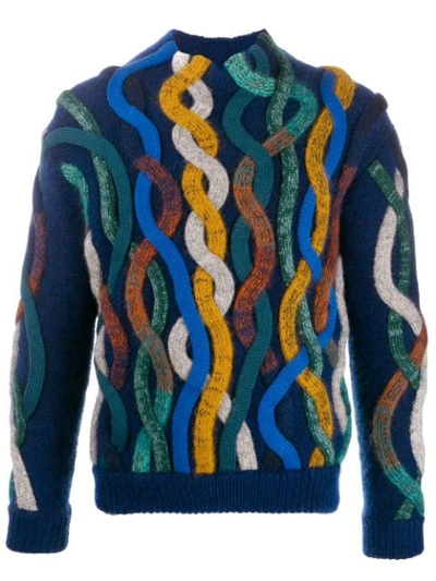 Shop Missoni Chunky Knit Jumper In Blue