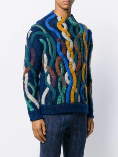 Shop Missoni Chunky Knit Jumper In Blue