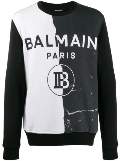 Shop Balmain Monochrome Logo Sweatshirt In Eab Noir/blanc