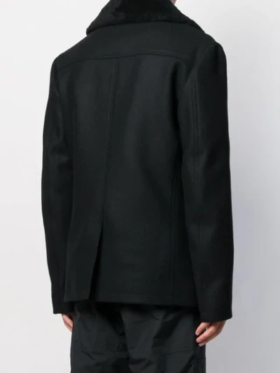 Shop Les Hommes Short Double-breasted Coat In Black