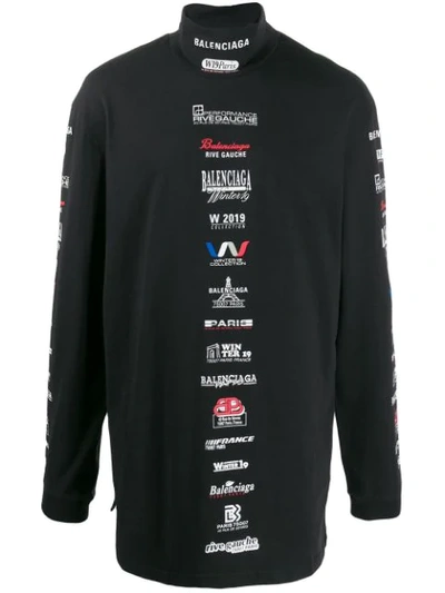 Balenciaga Black Logo List Long Sleeve T-shirt | ModeSens