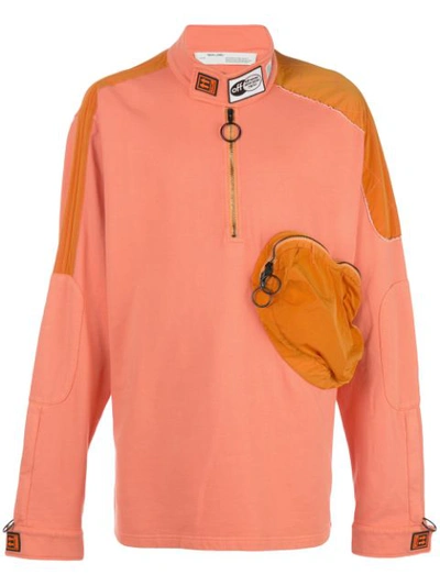 Off-white Contrast Panels Turtle Neck Sweatshirt In Orange
