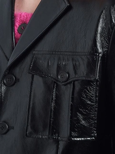 Shop Prada Coated Military Coat In Black