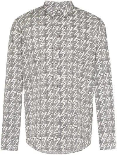 Shop Fendi Ff Monogram Diagonal Print Shirt - White