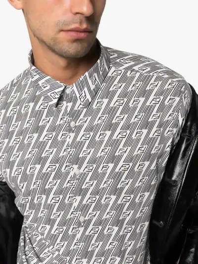 Shop Fendi Ff Monogram Diagonal Print Shirt - White