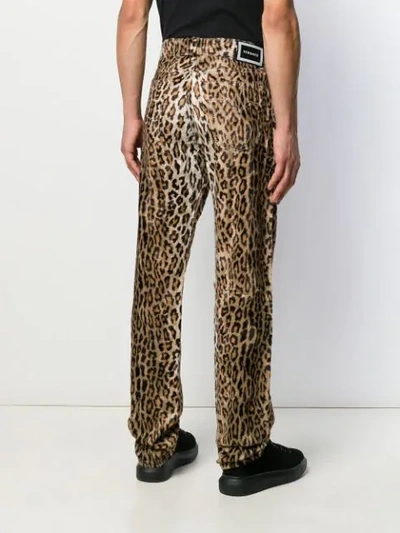 Shop Versace Leopard Print Jeans In Neutrals