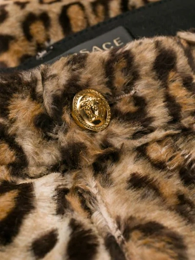 Shop Versace Leopard Print Jeans In Neutrals