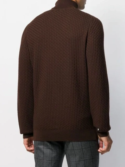 Shop Tagliatore Basketweave Jumper In Brown