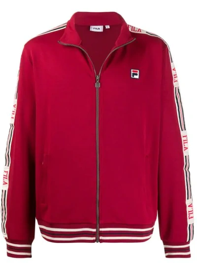 Shop Fila Side Logo Stripe Detail Jacket In Red