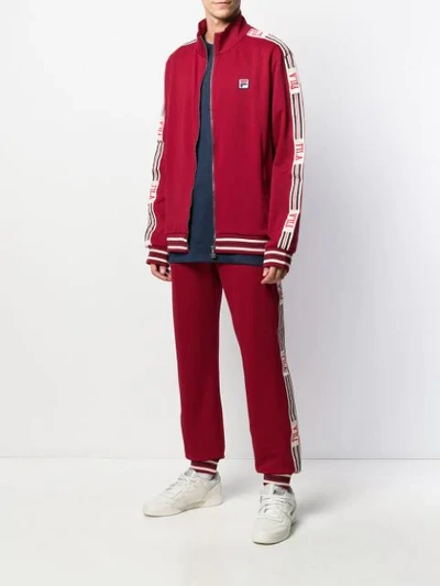 Shop Fila Side Logo Stripe Detail Jacket In Red