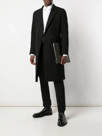 Shop Neil Barrett Double-breasted Fitted Coat In Black