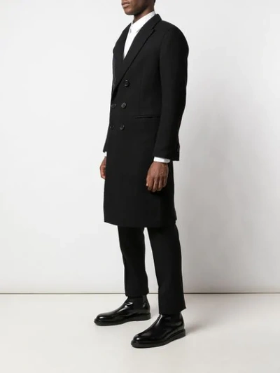 Shop Neil Barrett Double-breasted Fitted Coat In Black