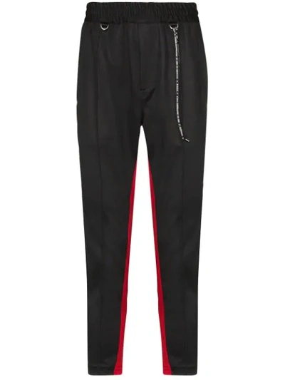 Shop Mastermind Japan Skull-print Striped Track Pants In Black