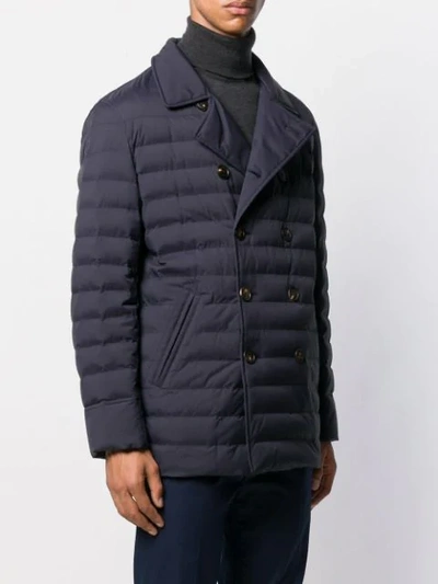 Shop Brunello Cucinelli Padded Double Breasted Jacket In Blue