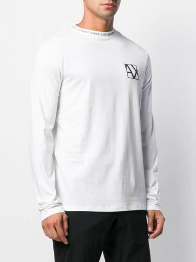 Shop Armani Exchange Logo Monogram Jersey Top In White