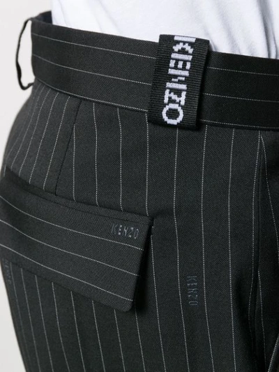 Shop Kenzo Pinstriped Tailored Trousers In Black