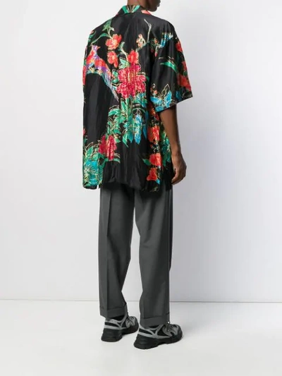Shop Gucci Floral Print Oversized Shirt In Black