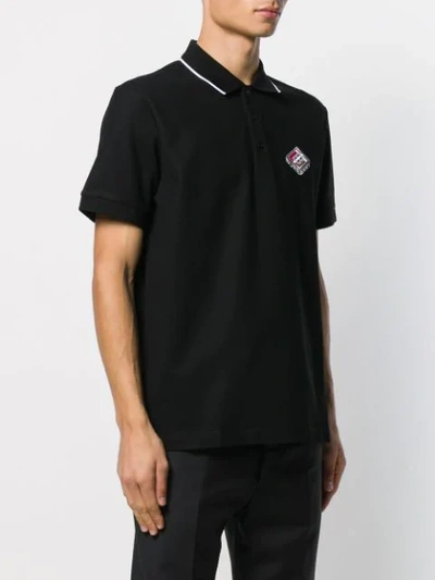 Shop Burberry Logo Embroidery Polo Shirt In Black