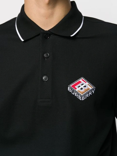 Shop Burberry Logo Embroidery Polo Shirt In Black