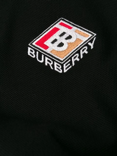 Shop Burberry Logo Embroidery Polo Shirt In Black