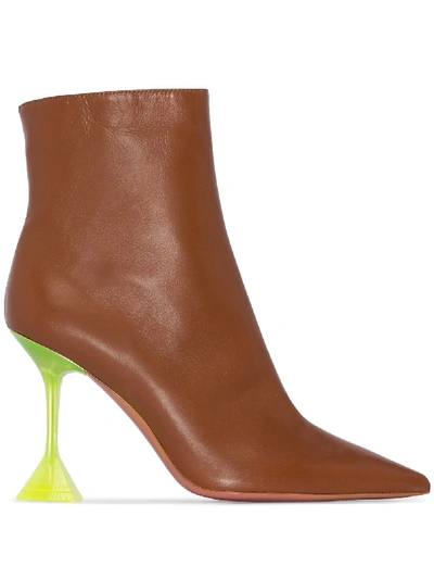Shop Amina Muaddi Giorgia 95mm Plexi Heel Boots In Brown